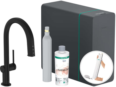 HANSGROHE SodaSystem 210 Aqittura M91 Ausziehauslauf Starter Set sBox – gefiltertes, gekühltes und sprudelndes Trinkwasser
