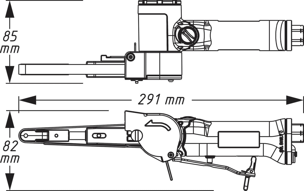 HAZET Druckluftbandschleifer 9033N-4 10x330 mm 19000 min-¹ – stufenlose Drehzahlregulierung