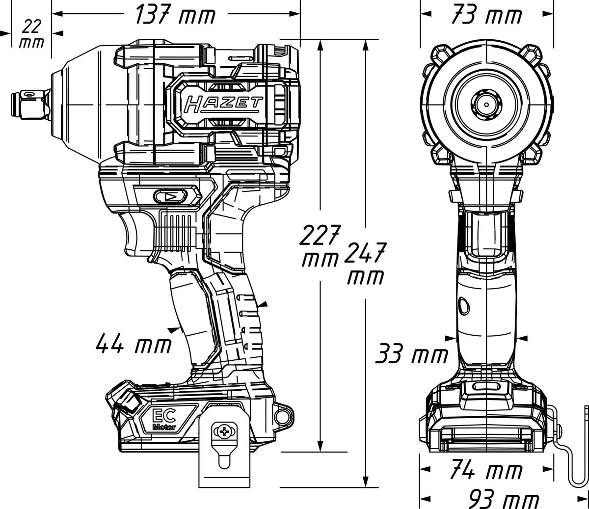 HAZET Akku-Schlagschrauber 9512-950 18V 12,5mm 750 Nm – Vibrationsdämpfung & Speed Command