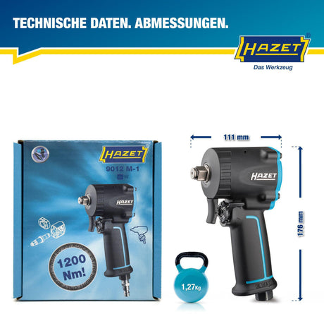 HAZET Druckluftschlagschrauber 9012M-1 12,5 mm (1/2 Zoll) A4-kt. 678 Nm – Jumbo Hammer Schlagwerk
