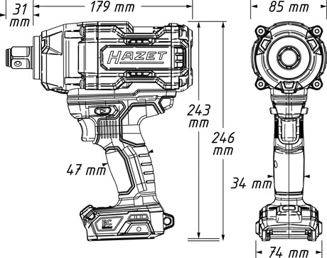 HAZET Akku-Schlagschrauber 9513-2100 18V 20mm (3/4") 4-kt. 2100 Nm