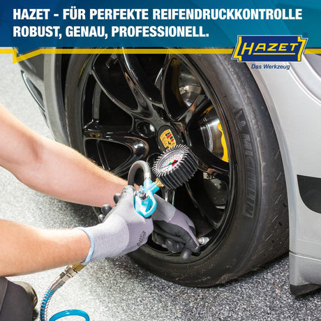HAZET Druckluftreifenfüller 9041-1 – ungeeicht, mit Momentstecker, 12 bar, 400 mm Schlauch
