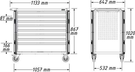 HAZET Werkzeugwagen 179NXXL-8D, 8 Schubladen, 1000 kg, Edelstahl-Arbeitsfläche