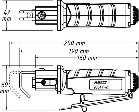 HAZET Druckluftsäbelsäge 9034P-2 mit 10 mm Hub für Holz und Stahl