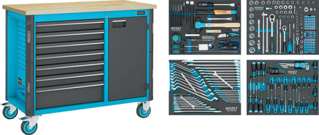 HAZET Werkzeugwagen 179NW-7/230 mit 230-teiligem Werkzeugsatz, 7 Schubladen, 1000 kg