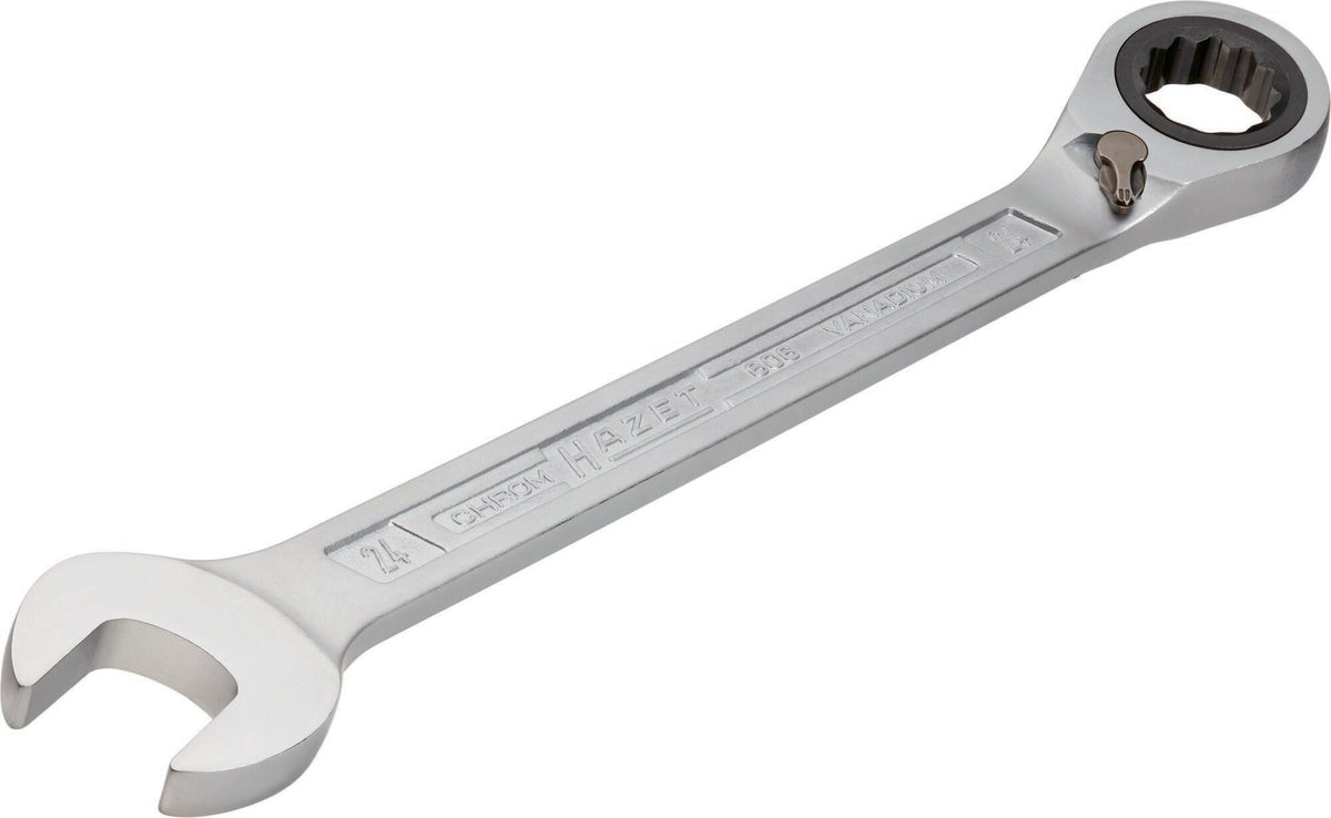 HAZET Maulringratschenschlüssel 606 SW 8 mm – umschaltbar, Ringseite 13° abgewinkelt, 60 Zähne