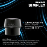SIMPLEX Schonhammer Plusbox Starterkit von HALDER, 60 mm Kopf, Gummi/Superplastik, lackierter Holzstiel