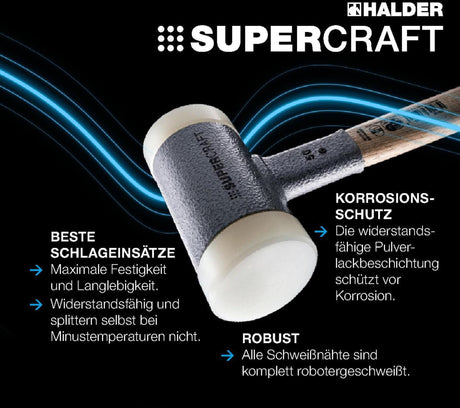 HALDER Vorschlaghammer SUPERCRAFT 80 mm rückschlagfrei mit Hickorystiel