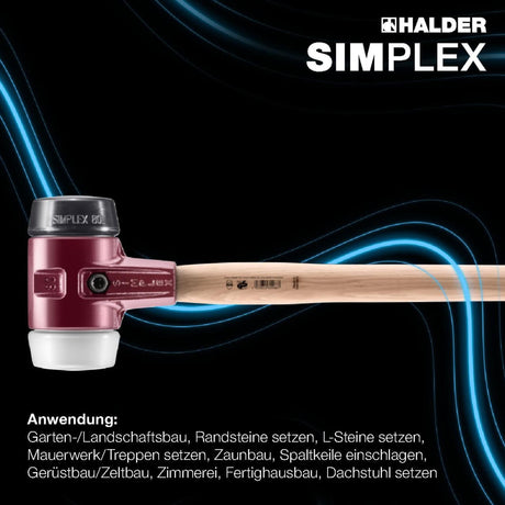 SIMPLEX Vorschlaghammer von HALDER – 100 mm Kopf, 5350 g, Hickory-Stiel, mittelhart