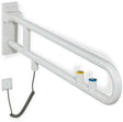 HEWI Stützklappgriff Serie 801 drehbar mit WC-Spül-/Funktionstaste senfgelb 850 mm