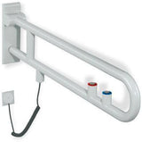 HEWI Stützklappgriff Serie 801 drehbar, 900 mm, mit WC-Spül-/Funktionstaste, Senfgelb