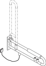 HEWI Stützklappgriff Serie 801 mit E-Spülauslösung und Armpolster, 850 mm, Senfgelb