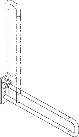 HEWI Stützklappgriff Serie 801, 900 mm, senfgelb – Wandmontage, bis 100 kg belastbar