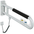 HEWI Stützklappgriff Serie 801 mit E-Spülauslösung und Armpolster, 850 mm, Senfgelb