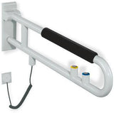 HEWI Stützklappgriff Serie 801 mit E-Spülauslösung und Armpolster, 850 mm, Senfgelb
