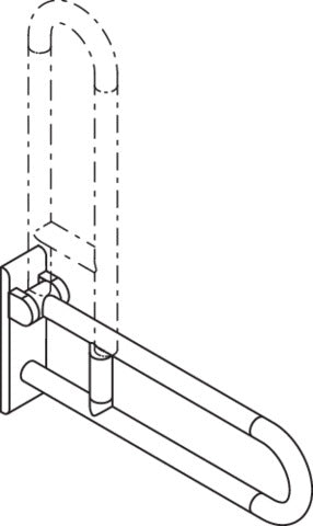 HEWI Stützklappgriff Serie 801, 600 mm, Stahlkern, senfgelb – Wandmontage, klappbar