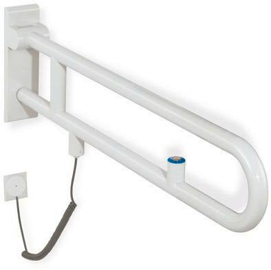 HEWI Stützklappgriff Serie 801 E-Ausführung mit WC-Spülauslösung, 900 mm, Senfgelb