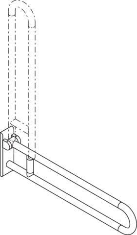 HEWI Stützklappgriff Serie 801, 900 mm, Stahlkern, senfgelb – Wandmontage, klappbar