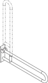 HEWI Stützklappgriff Serie 801, 900 mm, Stahlkern, senfgelb – Wandmontage, klappbar