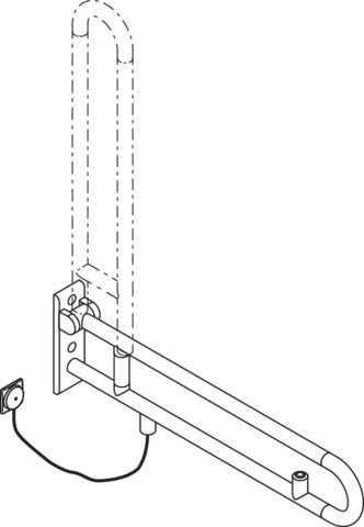 HEWI Stützklappgriff Serie 801 E-Ausführung mit WC-Spülauslösung, 900 mm, Senfgelb