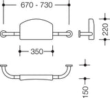 HEWI Rückenstütze Serie 801 senfgelb – Gepolsterte Wandstütze mit Stahlkern, 730 mm