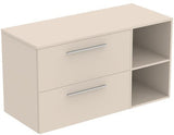 Ideal Standard i.life B Möbel-Set 120 cm – 2 Auszüge, 2 offene Fächer, Chrom/Weiß matt