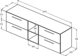 Ideal Standard i.life B Möbel-Set 200 cm, 4 Auszüge, 2 offene Fächer, Chrom, Weiß matt