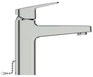IDEAL STANDARD Ceraplan WT-Armatur H90 Chrom mit Kette, 124 mm Ausladung, ohne Ablaufgarnitur