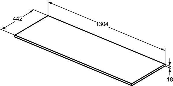 Ideal Standard Holzkonsole Connect Air für US 600 mm, 604x442x18 mm, Weiß glänzend/matt