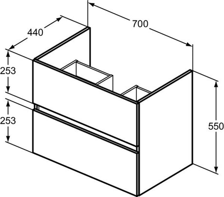 Ideal Standard Eurovit+ Möbelpaket mit Waschtisch 51 cm, Unterschrank 50 cm und 2 Auszügen in Grau