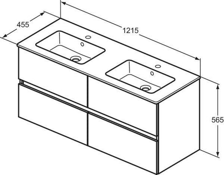 Ideal Standard Eurovit+ Möbelpaket: Waschtisch 121 cm & Unterschrank 120 cm mit 4 Auszügen, Hochglanz Grau