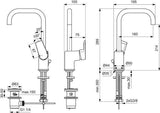 Ideal Standard Tesi Waschtischarmatur mit hohem Auslauf, 160 mm Ausladung, Chrom – Einhandhebelmischer mit Ablaufgarnitur