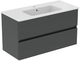 IDEAL STANDARD Möbelpaket Eurovit+ mit Waschtisch 101 cm und Unterschrank 100 cm, 2 Auszüge, Weiß/Hellgrau