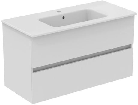 IDEAL STANDARD Möbelpaket Eurovit+ mit Waschtisch 101 cm und Unterschrank 100 cm, 2 Auszüge, Weiß/Hellgrau