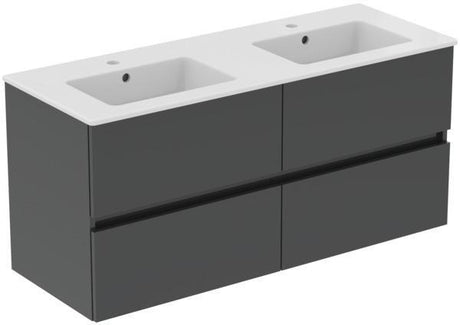 Ideal Standard Eurovit+ Möbelpaket: Waschtisch 121 cm & Unterschrank 120 cm mit 4 Auszügen, Hochglanz Grau