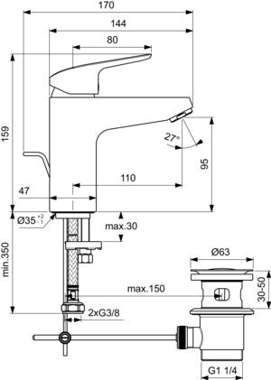 Ideal Standard Ceraflex Armaturenpaket Chrom – Waschtisch- & Brausearmatur mit Brausekombination