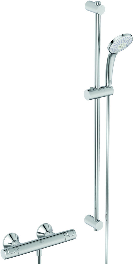 Ideal Standard Ceraplan Armaturen-Bundle: Waschtischarmatur, Brausekombination & Thermostat in Chrom