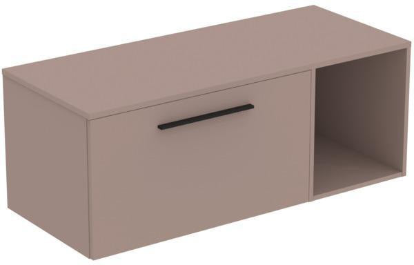 Ideal Standard i.life B Möbel-Set 120 cm mit 1 Auszug & 1 offenem Fach in Gr. Schwarz Weiß matt