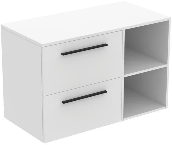 Ideal Standard i.life B Möbel-Set 100 cm mit 2 Auszügen und 2 offenen Fächern in Gr. Schwarz Weiß matt
