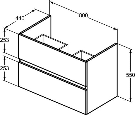 Ideal Standard Eurovit+ Möbelpaket mit Waschtisch 51 cm, Unterschrank 50 cm und 2 Auszügen in Grau