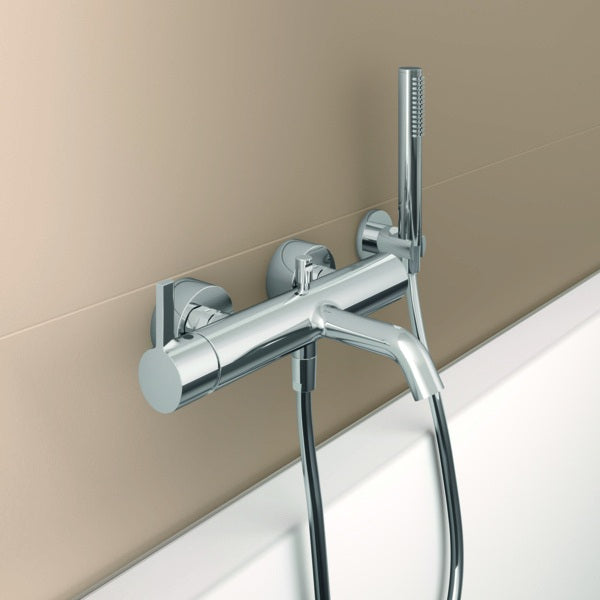 Ideal Standard Idealrain Atelier Brausehalter mit runder Rosette in Brushed Gold – Wandmontage