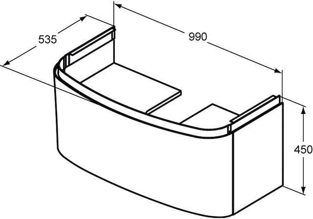 IDEAL STANDARD Schubladenfront Dea, hellgrau hochglänzend, für T7852S2, mit Ablaufgarnitur