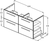 Ideal Standard i.life B Möbel-Set 160 cm – 4 Auszüge, 2 offene Fächer, Chrom/Weiß matt
