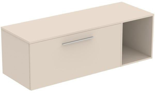 Ideal Standard i.life B Möbel-Set 140 cm mit 1 Auszug & offenem Fach – Weiß matt, Chrom