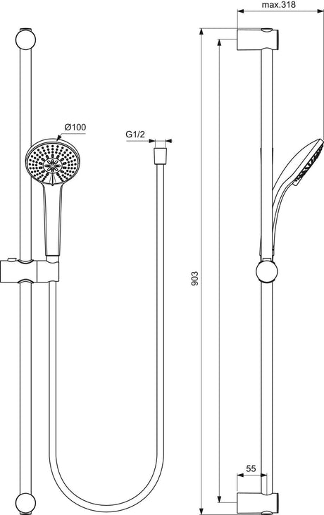Ideal Standard Ceraplan Armaturen-Bundle mit Waschtischarmatur, Brausearmatur und Brausekombination in Chrom