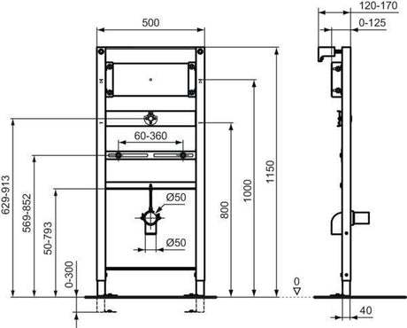 Ideal Standard Urinal-Element ProSys Universal – Selbsttragendes Vorwandelement für Trockenbau