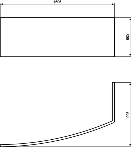 Ideal Standard i.life Frontschürze für Dusch-Badewanne 160 cm Weiß, 4 mm Sanitär-Acryl