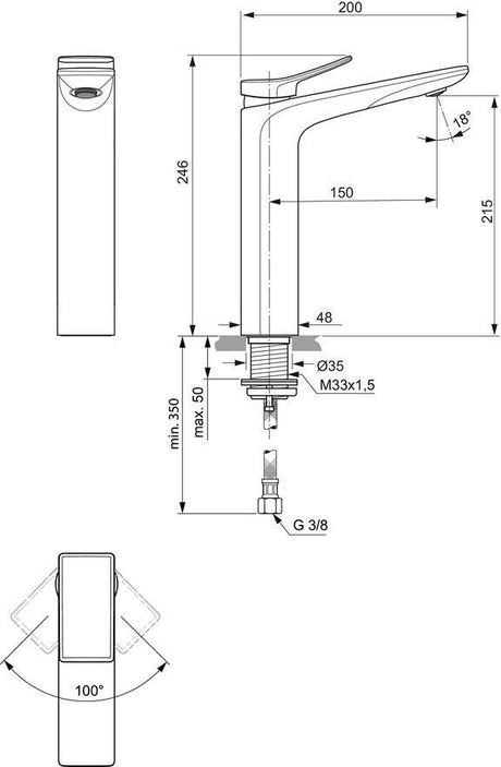 Ideal Standard Conca Waschtisch-Paket Bundle03 mit Unterschrank, Spiegel und Armatur in Weiß