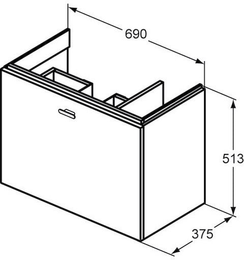 IDEAL STANDARD Innere Auszugsfront Connect Space für 690 mm Waschtischunterschrank, Nussbaum Dekor