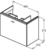 IDEAL STANDARD Innere Auszugsfront Connect Space für 690 mm Waschtischunterschrank, Nussbaum Dekor